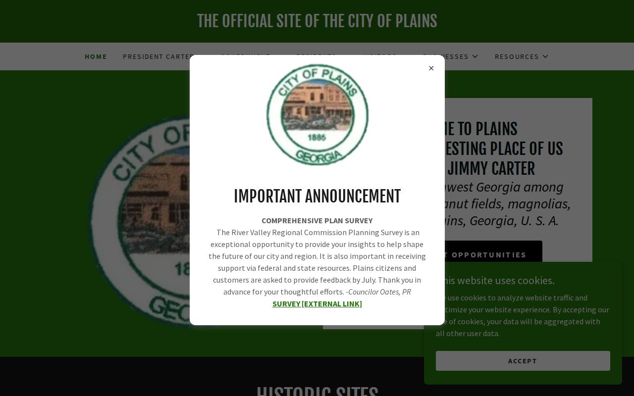 Official Plains city contact site for Sumter County arrest records